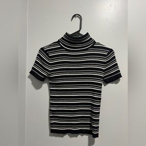 GAP Black and White Striped Short Sleeve Top